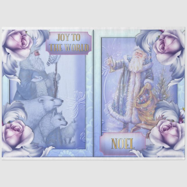 Papel De Seda Design de Natal Azul Série 2 (Frente )