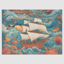 Papel De Seda Design de Navio de Guerra Caprichoso Gerado por IA