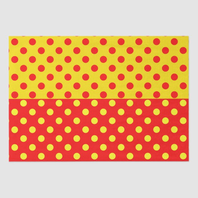 Papel De Seda Design de Padrão de Bolinhas Amarelo Metade (Frente )