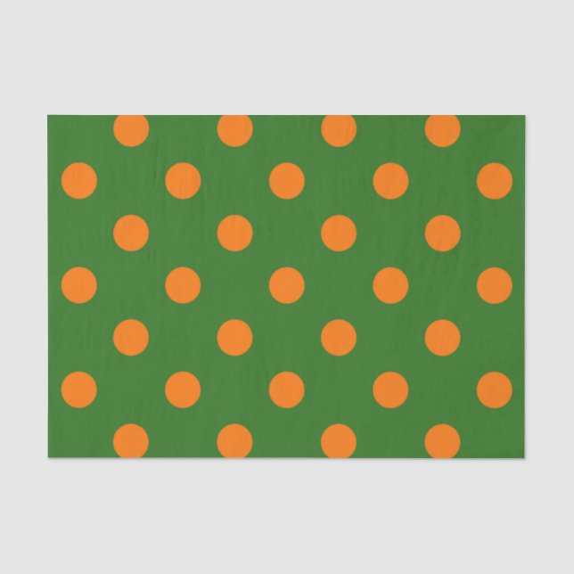 Papel De Seda Design de padrão de bolinhas laranja sobre verde (Frente )