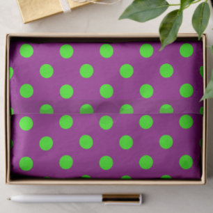 Papel De Seda Design de Padrão de Bolinhas Roxo no Verde