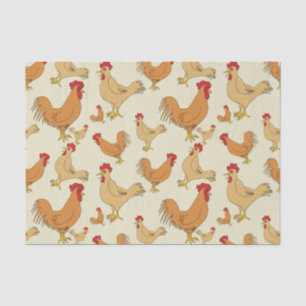 Papel De Seda Design de padrão de frango marrom