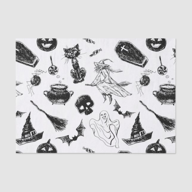 Papel De Seda Design de padrão de Halloween (Frente )