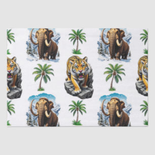 Papel De Seda Design de padrão de Tigre Sabertooth Ice Age Mammo