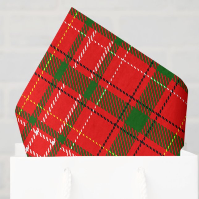 Papel De Seda Design de Padrão de Xadrez de Tartan no Natal Verm (Criador carregado)
