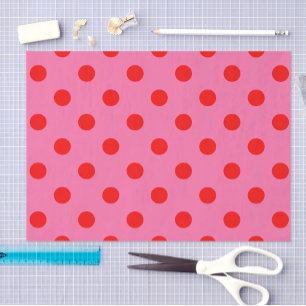 Papel De Seda Design de Padrão do Bolinhas Vermelho a Rosa