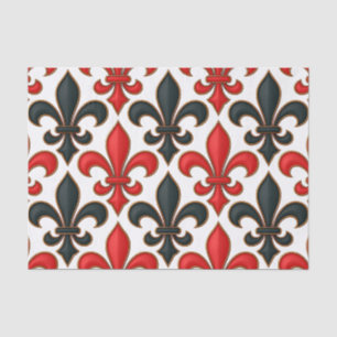 Papel De Seda Design de padrão do Red Black Barroco Fleur-de-lis