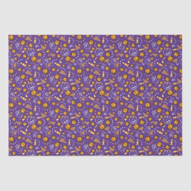 Papel De Seda Design de Padrão Dourado e Roxo para Basquete (Frente )