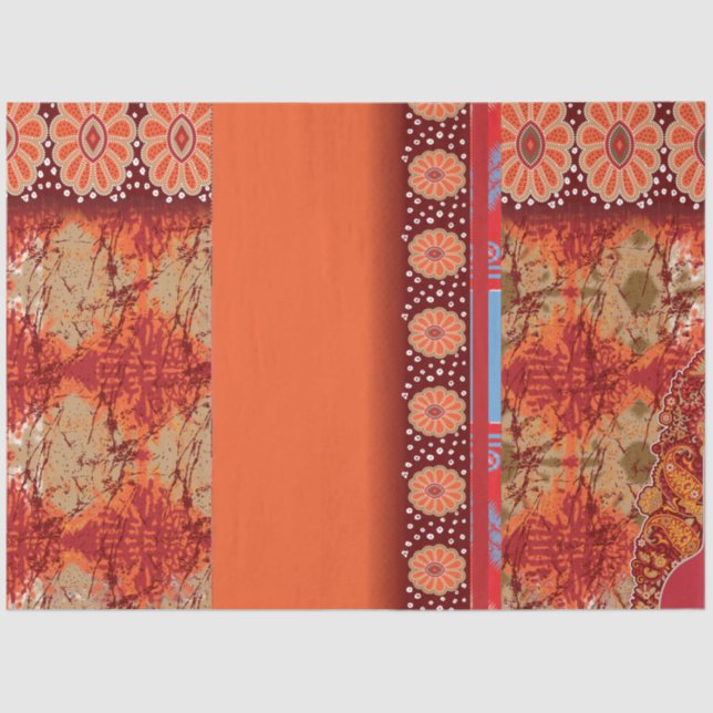 Papel De Seda design de padrão vermelho e dourado (Frente )