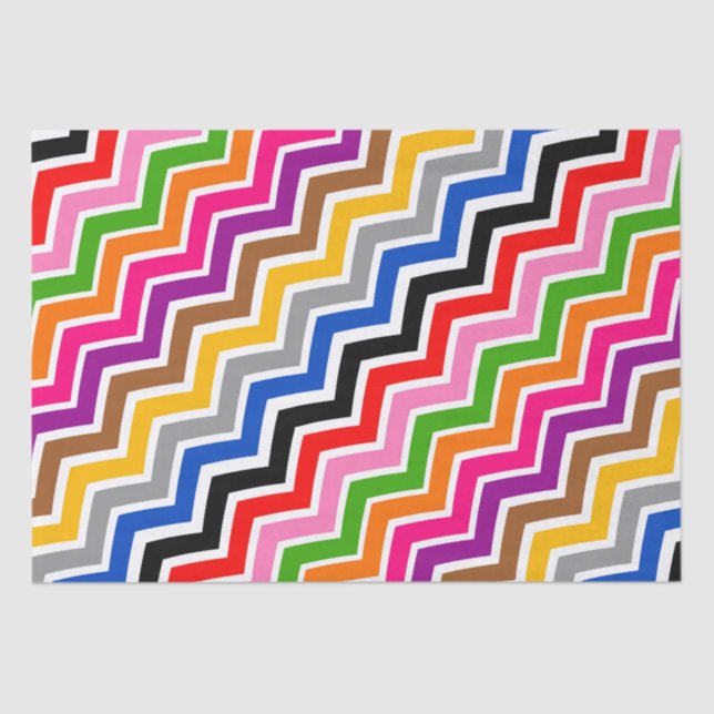 Papel De Seda Design de Padrão Zigzag Chevron com várias cores (Frente )