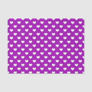 Papel De Seda Design de Padrões de Coração de Amor Branco Roxo