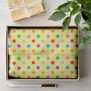 Papel De Seda Design de Pontos Coloridos Arco-íris Amarelo