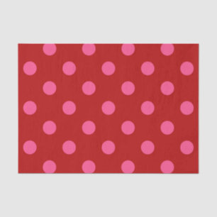 Papel De Seda Design de Pontos Polka Vermelho Cereja Rosa