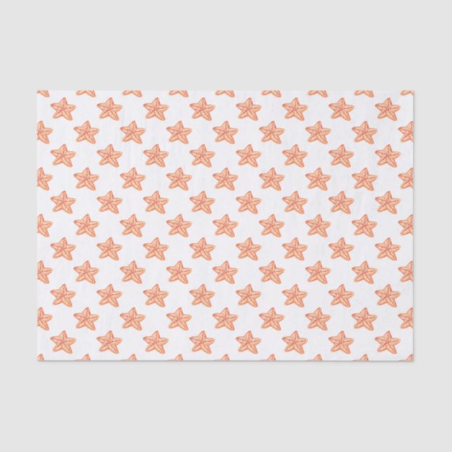 Papel De Seda design de praia de peixe-estrela laranja (Frente )