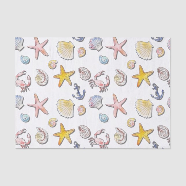 Papel De Seda Design de praia simples (Frente )