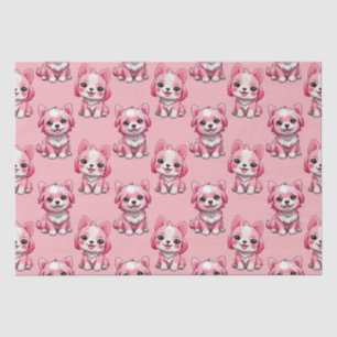Papel De Seda Design de Puppy Dog Patterno - Rosa
