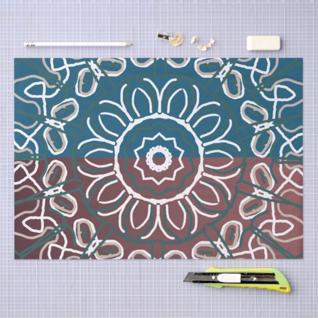 Papel De Seda Design de Renda Azul Mauve Meio Tom Tendência (Arte )