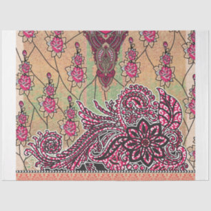 Papel De Seda design de um padrão paisley rosa e castanho