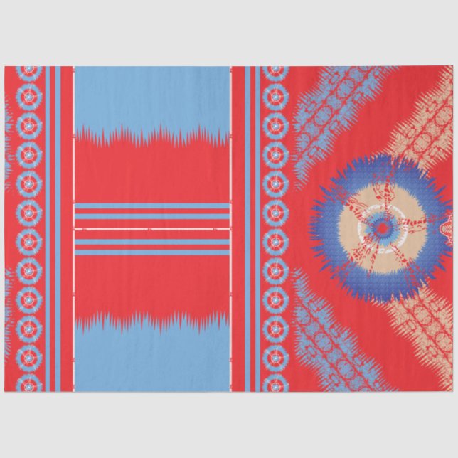 Papel De Seda design de um padrão vermelho e azul (Frente )