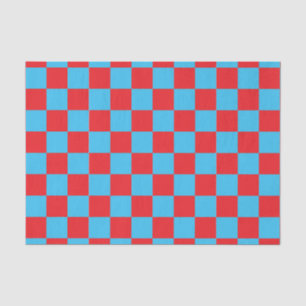 Papel De Seda Design de Verificação Azul Vermelho
