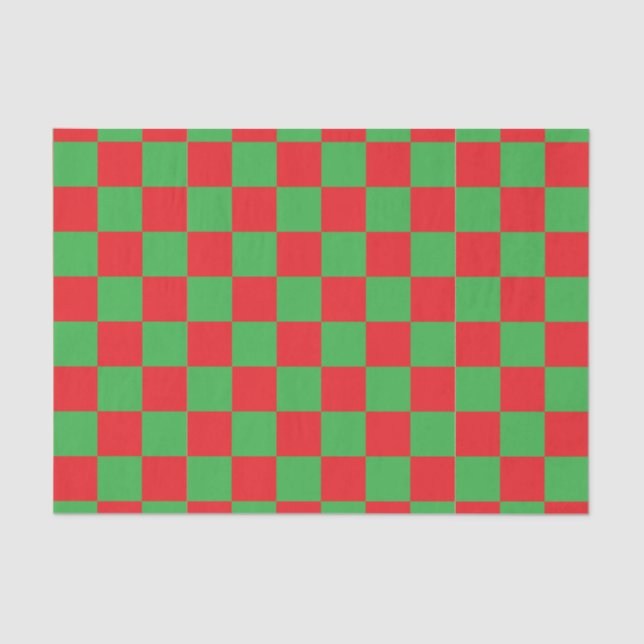 Papel De Seda Design de Verificação Verde Vermelho (Frente )
