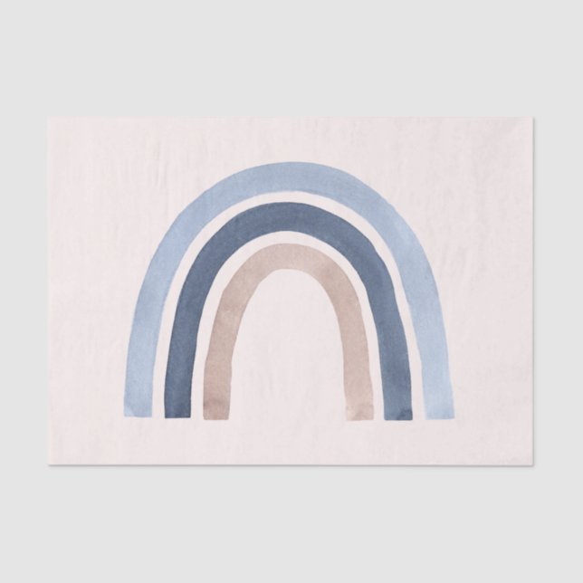 Papel De Seda Design do Arco-Íris Azul e Pêssego (Frente )