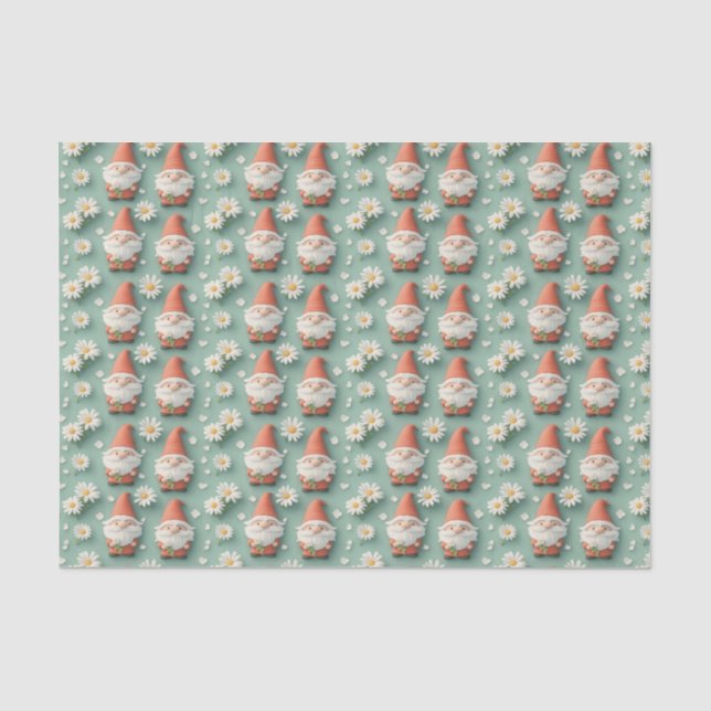Papel De Seda Design do Jardim de Padrões sem Costura Gnome e Da (Frente )