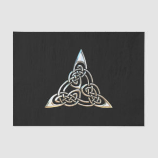 Papel De Seda Design do Nó Celta do Triângulo Preto Prateado