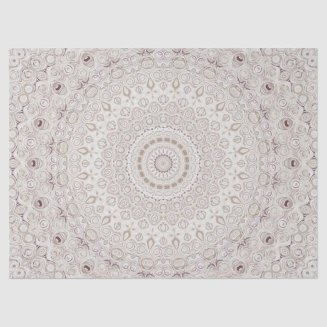 Papel De Seda Design do padrão Beige e Taupe Mandala (Frente )