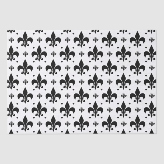 Papel De Seda Design do padrão Fleur-de-lis de fundo branco (Frente )