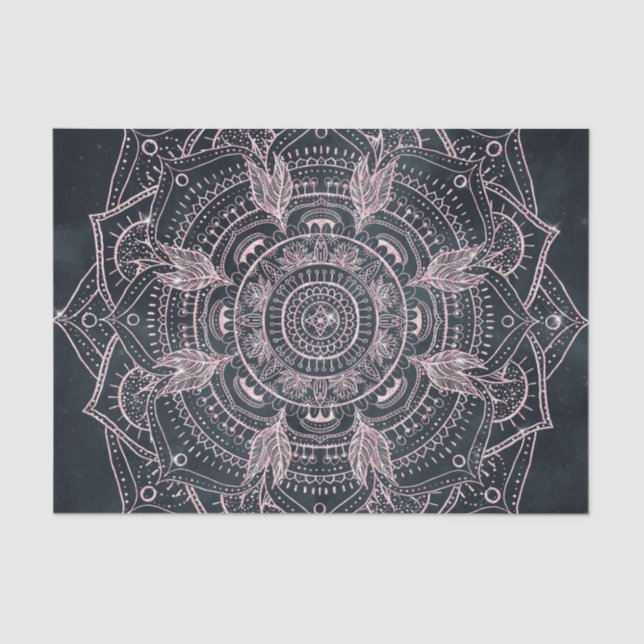 Papel De Seda Design Elegante de Cinza de Mandala Dourada (Frente )