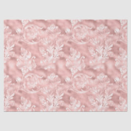 Papel De Seda Design Floral Ornamentado na Página de Disco Rosa 