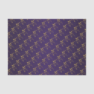 Papel De Seda Design floral roxo e dourado escuro