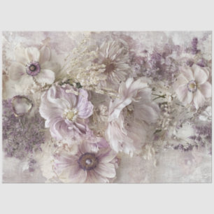 Papel De Seda Design Floral Roxo Lavanda Branco