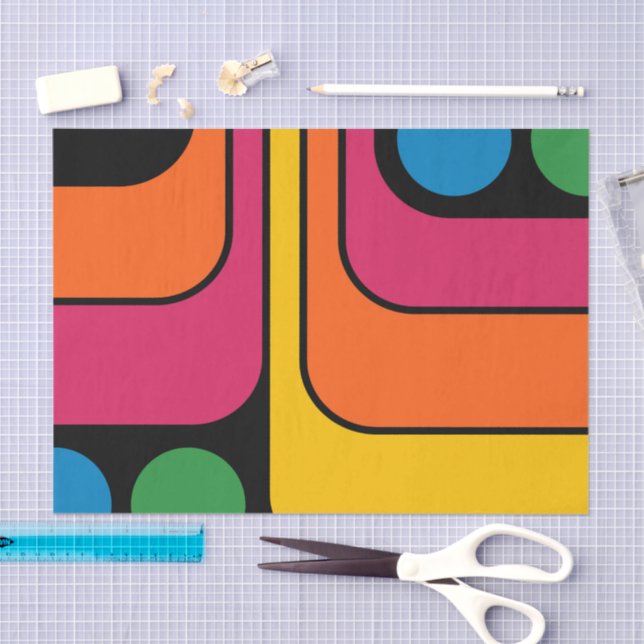 Papel De Seda Design Geométrico Estilo Retro Mod Anos 70 (Arte )