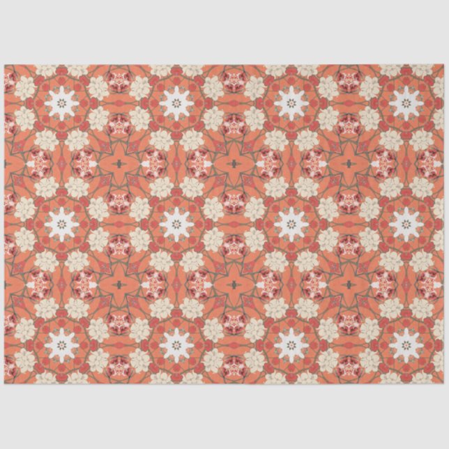 Papel De Seda Design japonês em vermelho e laranjas (Frente )