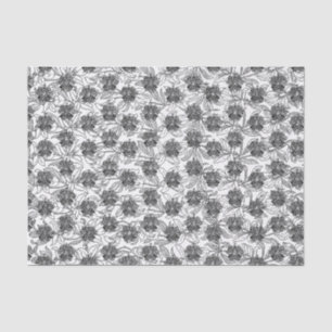 Papel De Seda Design Ornamental Victoriana Negra e Branca