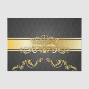 Papel De Seda Design preto & Dourado elegante do impressão da
