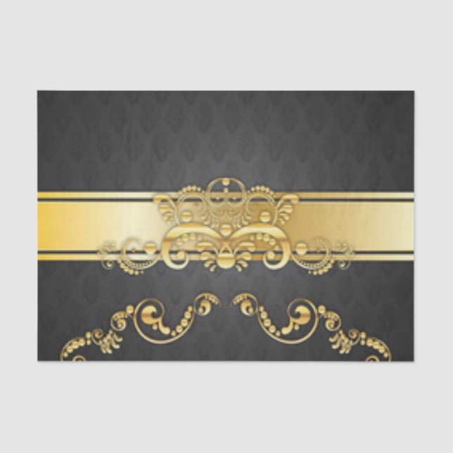 Papel De Seda Design preto & Dourado elegante do impressão da (Frente )