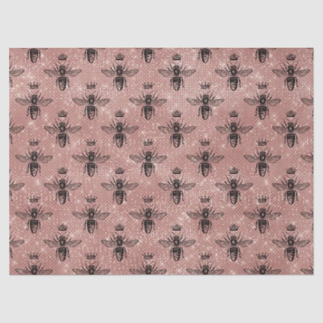 Papel De Seda Design Série Abelha em Rose Gold 13 (Frente )