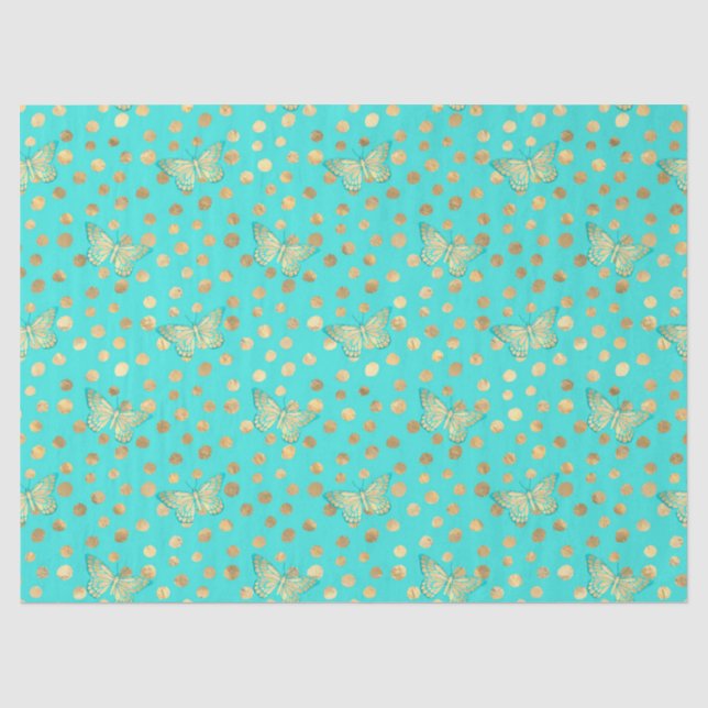 Papel De Seda Design Série Aqua e Dourado 11 (Frente )