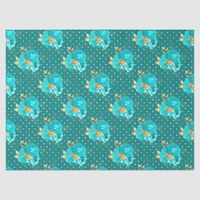 Papel De Seda Design Série Aqua e Dourado 2 (Frente )