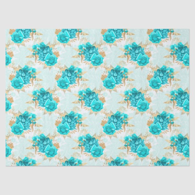 Papel De Seda Design Série Aqua e Dourado 5 (Frente )