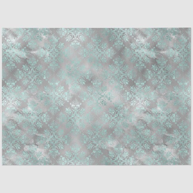 Papel De Seda Design Série Aqua e Prata 9 (Frente )