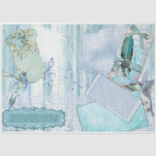 Papel De Seda Design Série Azul Vintage 9