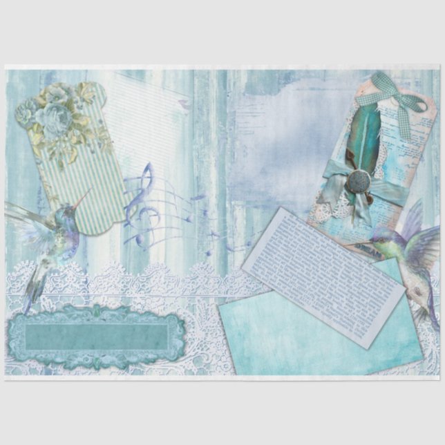 Papel De Seda Design Série Azul Vintage 9 (Frente )