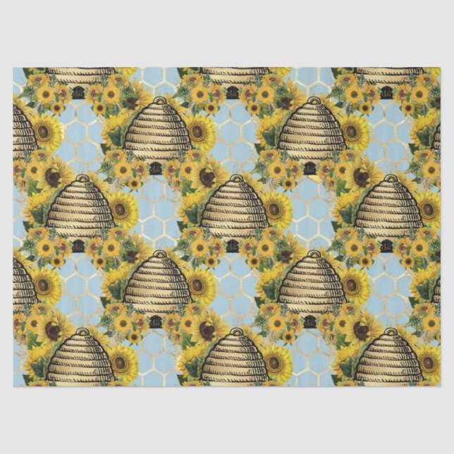 Papel De Seda Design Série de Girassol e Abelha Quinze (Frente )