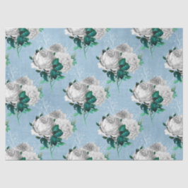 Papel De Seda Design Série Floral Azul Desgastado 1