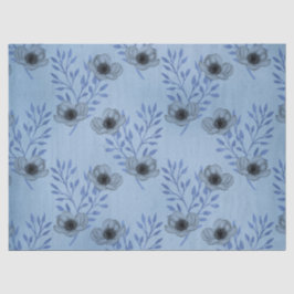 Papel De Seda Design Série Floral Azul Desgastado 3