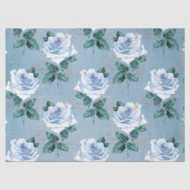 Papel De Seda Design Série Floral Desgastada Azul 1